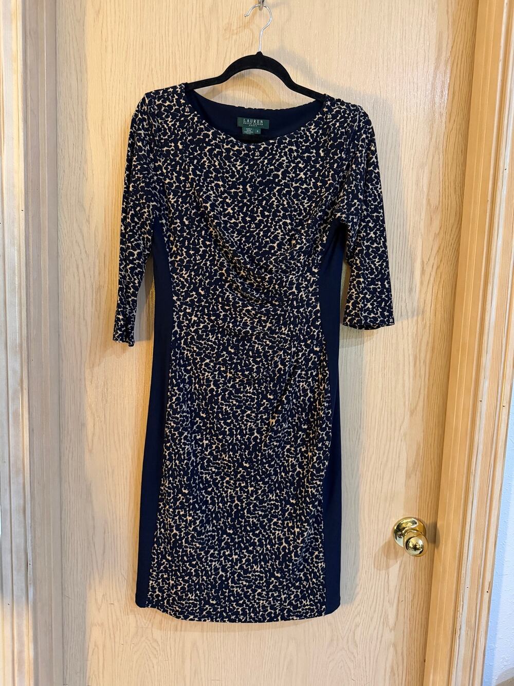 Lauren Ralph Lauren Black
 Tan Ruched Sheath Dress Size 8